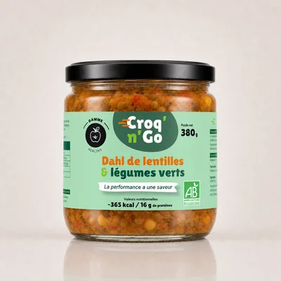 Bocal Croq'n'Go de dahl de lentilles et légumes verts